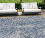 8' X 10' Blue Gray And Silver Abstract Washable Indoor Outdoor Area Rug