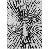 5' X 8' Ivory Black And Gray Abstract Washable Indoor Outdoor Area Rug