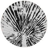 8' Ivory Black And Gray Round Abstract Washable Indoor Outdoor Area Rug