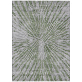 3' X 5' Olive Green Gray And Silver Abstract Washable Indoor Outdoor Area Rug