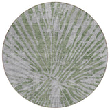 8' Olive Green Gray And Silver Round Abstract Washable Indoor Outdoor Area Rug