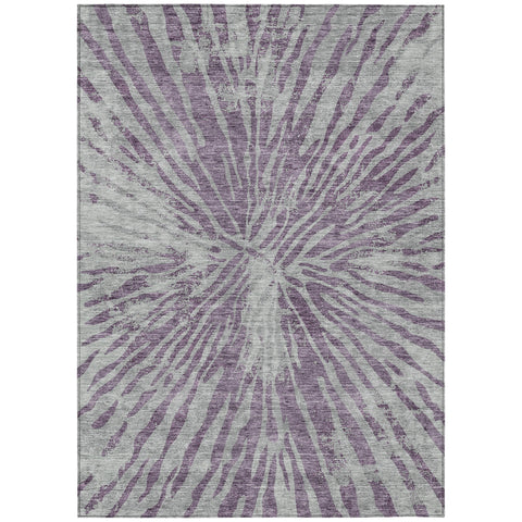 8' X 10' Purple And Gray Abstract Washable Indoor Outdoor Area Rug