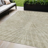 5' X 8' Taupe And Beige Abstract Washable Indoor Outdoor Area Rug