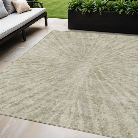 5' X 8' Taupe And Beige Abstract Washable Indoor Outdoor Area Rug