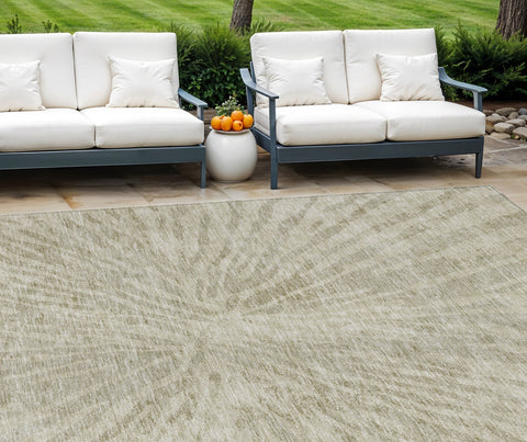 8' X 10' Taupe And Beige Abstract Washable Indoor Outdoor Area Rug