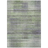 5' X 8' Artichoke Green Purple And Fern Green Striped Washable Indoor Outdoor Area Rug