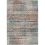 5' X 8' Copper Gray And Blue Striped Washable Indoor Outdoor Area Rug