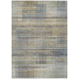 3' X 5' Khaki Tan And Beige Striped Washable Indoor Outdoor Area Rug