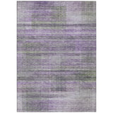 3' X 5' Purple Lavender And Gray Striped Washable Indoor Outdoor Area Rug