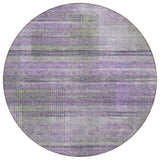 8' Purple Lavender And Gray Round Striped Washable Indoor Outdoor Area Rug