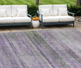 8' X 10' Purple Lavender And Gray Striped Washable Indoor Outdoor Area Rug