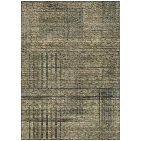 3' X 5' Brown Beige And Taupe Striped Washable Indoor Outdoor Area Rug