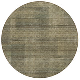 8' Brown Beige And Taupe Round Striped Washable Indoor Outdoor Area Rug