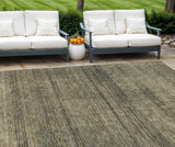 8' X 10' Brown Beige And Taupe Striped Washable Indoor Outdoor Area Rug