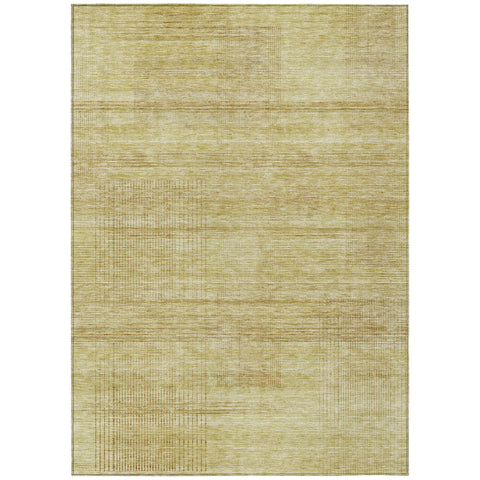 8' X 10' Gold Wheat And Beige Striped Washable Indoor Outdoor Area Rug
