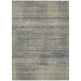 3' X 5' Khaki Beige And Gray Striped Washable Indoor Outdoor Area Rug