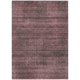 3' X 5' Merlot And Gray Striped Washable Indoor Outdoor Area Rug