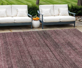 8' X 10' Merlot And Gray Striped Washable Indoor Outdoor Area Rug