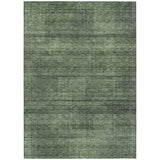 5' X 8' Olive Green And Gray Striped Washable Indoor Outdoor Area Rug