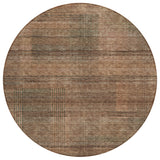 8' Orange Copper And Brown Round Striped Washable Indoor Outdoor Area Rug