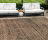 8' X 10' Orange Copper And Brown Striped Washable Indoor Outdoor Area Rug