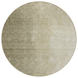 8' Brown Beige And Taupe Round Abstract Washable Indoor Outdoor Area Rug