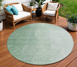 8' Artichoke Green And Fern Green Round Abstract Washable Indoor Outdoor Area Rug
