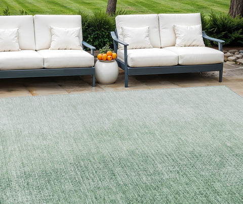 8' X 10' Artichoke Green And Fern Green Abstract Washable Indoor Outdoor Area Rug