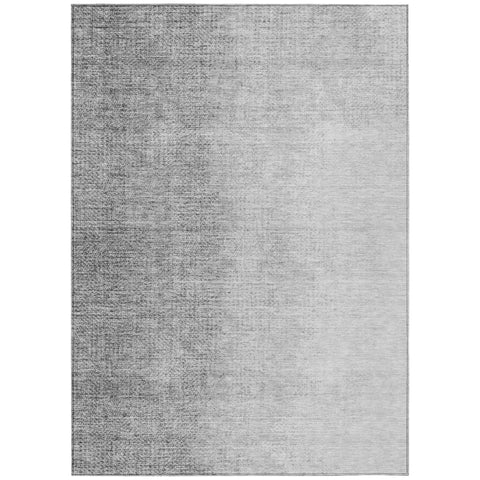 8' X 10' Gray And Silver Abstract Washable Indoor Outdoor Area Rug