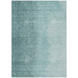 3' X 5' Teal Blue And Aqua Abstract Washable Indoor Outdoor Area Rug