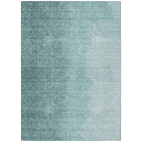 3' X 5' Teal Blue And Aqua Abstract Washable Indoor Outdoor Area Rug