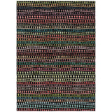 8' X 10' Black Green And Gold Striped Washable Indoor Outdoor Area Rug