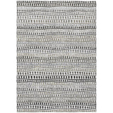 8' X 10' Ivory Taupe And Charcoal Striped Washable Indoor Outdoor Area Rug