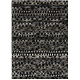 5' X 8' Taupe Charcoal And Gray Striped Washable Indoor Outdoor Area Rug