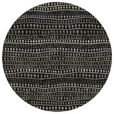 8' Taupe Charcoal And Gray Round Striped Washable Indoor Outdoor Area Rug