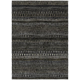 8' X 10' Taupe Charcoal And Gray Striped Washable Indoor Outdoor Area Rug