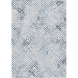3' X 5' Navy Blue And Sky Blue Geometric Washable Indoor Outdoor Area Rug