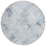 8' Navy Blue And Sky Blue Round Geometric Washable Indoor Outdoor Area Rug