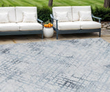 8' X 10' Navy Blue And Sky Blue Geometric Washable Indoor Outdoor Area Rug
