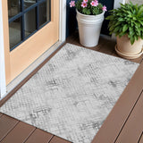 3' X 5' Gray Charcoal And Silver Geometric Washable Indoor Outdoor Area Rug