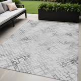 5' X 8' Gray Charcoal And Silver Geometric Washable Indoor Outdoor Area Rug