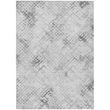 5' X 8' Gray Charcoal And Silver Geometric Washable Indoor Outdoor Area Rug