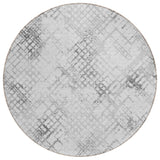8' Gray Charcoal And Silver Round Geometric Washable Indoor Outdoor Area Rug