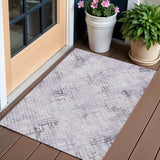 3' X 5' Purple Lavender And Silver Geometric Washable Indoor Outdoor Area Rug