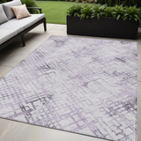 5' X 8' Purple Lavender And Silver Geometric Washable Indoor Outdoor Area Rug