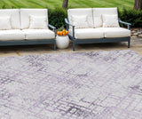 8' X 10' Purple Lavender And Silver Geometric Washable Indoor Outdoor Area Rug