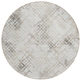 8' Taupe Beige And Brown Round Geometric Washable Indoor Outdoor Area Rug
