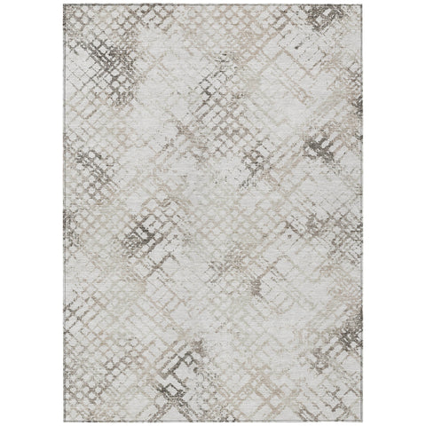 8' X 10' Taupe Beige And Brown Geometric Washable Indoor Outdoor Area Rug
