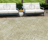 8' X 10' Beige Tan And Ivory Geometric Washable Indoor Outdoor Area Rug