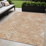 5' X 8' Coral Ivory And Peach Geometric Washable Indoor Outdoor Area Rug